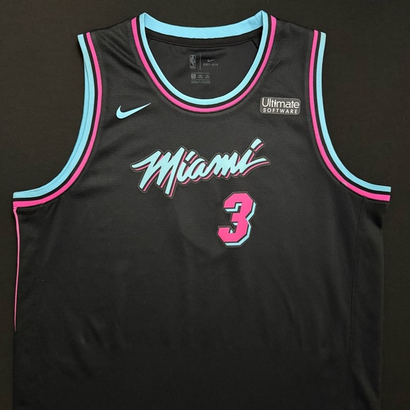 Nike Dwyane Wade Miami Heat #3 Black Pink Vice City Swingman